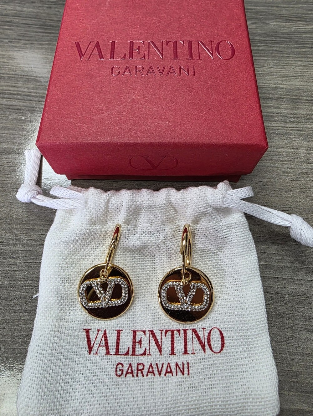 Valentino Garavani VLOGO Crystal Medallion Drop Earrings